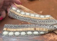 bead strip 1.5x13" glass hand sewn 1pc Clearance Sale