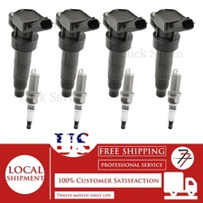 4pcs Ignition Coil and Spark Plug For Hyundai Santa Fe Sport Sonata 2.4L L4