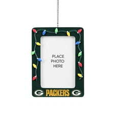 Green Bay Packers Christmas Tree Holiday Ornament Logo Color Lights Photo Frame