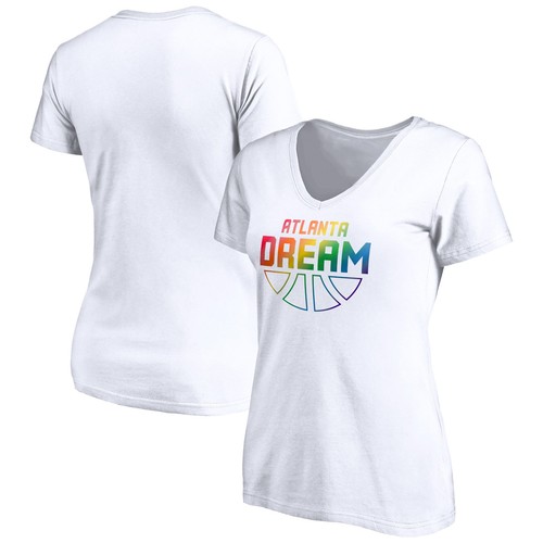 Women's White Atlanta Dream Team Pride Wordmark V-Neck T-Shirt