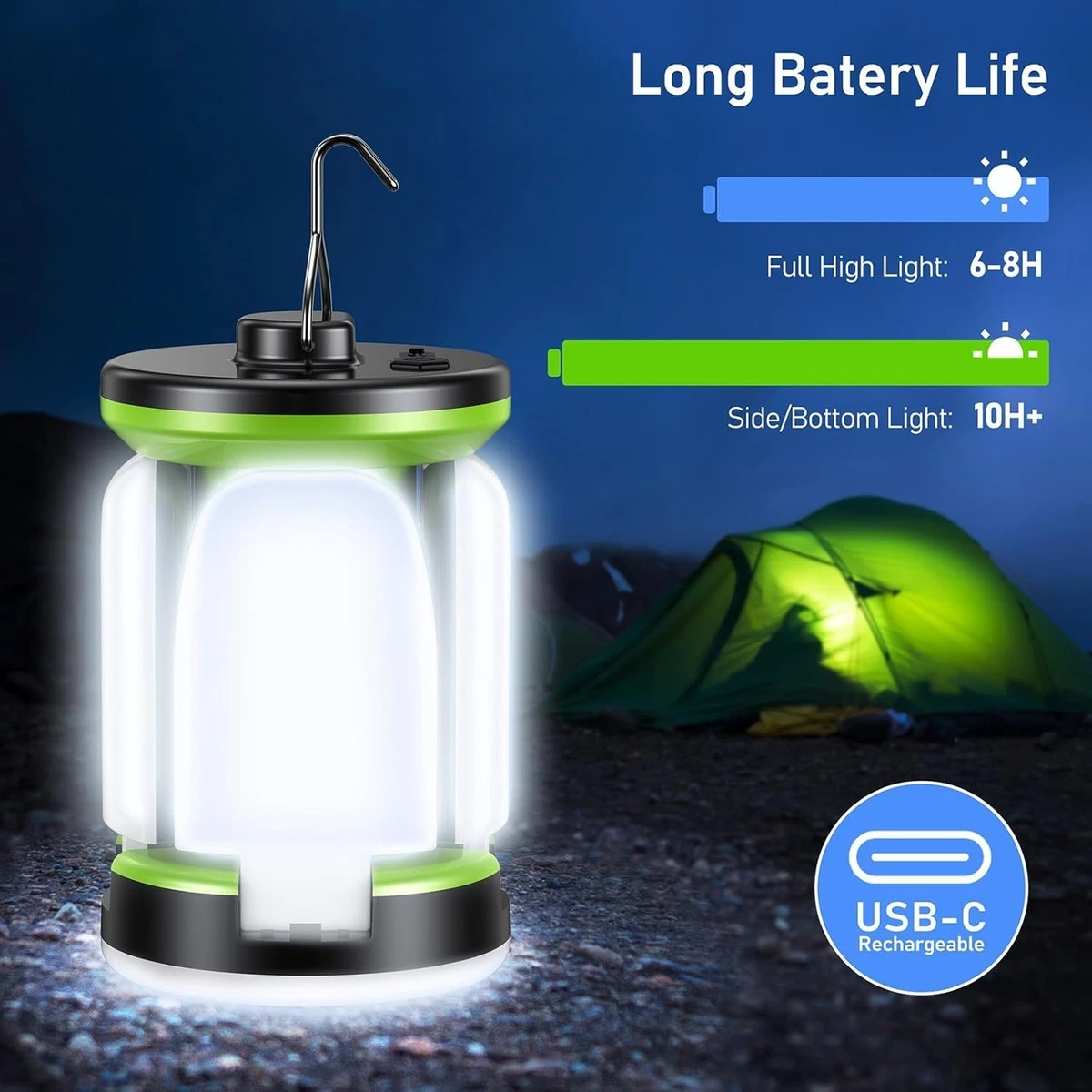 MEETOZ 3 Lanterne LED Da Campeggio Portatili, Impermeabili, Con Base Magnetica E 4 Modalità Di Luce - Kit Di Emergenza Per Outdoor - 4
