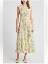 Doen Liliane Lace Detail Organic Cotton Midi Dress Size XS