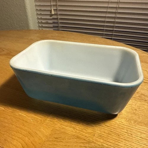 Vintage Pyrex 0502 4x7" Mini Loaf Pan Refrigerator Dish Turquoise Blue Made USA