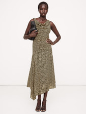 Banana Republic Crepe Twist-Shoulder Dress Womens 4 Polka Dot Formal Career