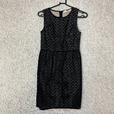 Loft Ann Taylor Dress Womens Size 0 Black Scallop Lace Eyelet Career LBD