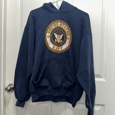 Vintage MJ Soffe United States Navy Hoodie Mens Size Large Blue USA Made 90s