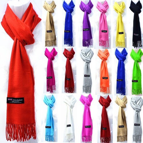 Mens Womens Winter Plain Solid Wool Scotland Made 100% Cashmere Scarf Scarves - Picture 2 of 31