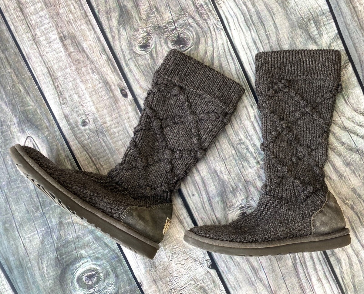 Ugg Boots Gray Sweater Brown Boots WOMENS UGG CLASSIC CARDI CABLED