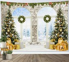 Christmas Tree Tapestry Brick Wall Arches Wall Hanging For Living Room Bedroom