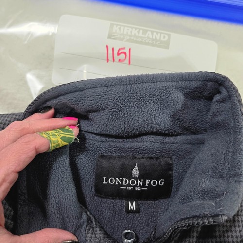 London Fog Puffer Vest Mens Black M Full Zip Quilted Fleece Pocket Houndstooth - Picture 13 of 13