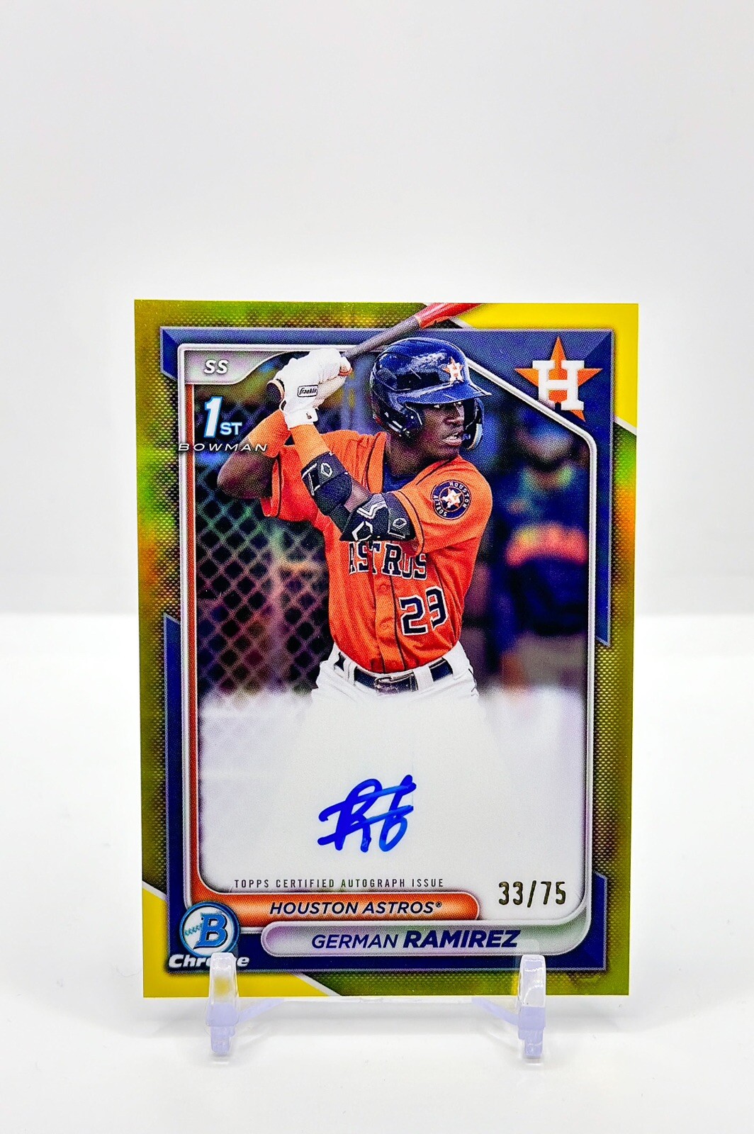 2024 Bowman Chrome German Ramirez 1st Yellow Refractor Auto #’d/75 Astros