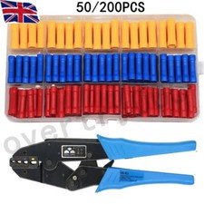 200/50X Cable Wire Electrical Terminals Kit Ratchet Crimper Plier Crimping Tool