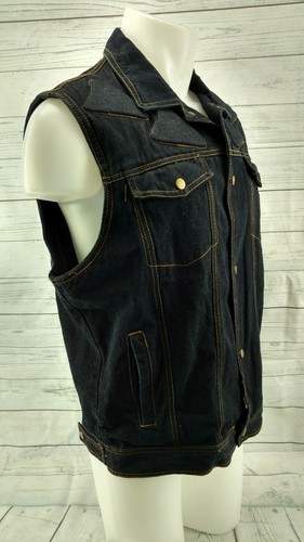Black Vest Jean Jacket Denim Xelement Armor Padded Motorcycle Size XL - Picture 4 of 9