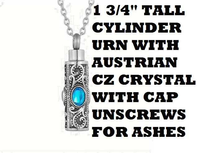Colgante CENIZAS CREMACIÓN URNA CIRCONITA AZUL en Collar de Plata de Ley 925 Chapado en 20" Foto 2 de 4