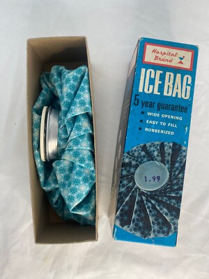 Vintage Mid-Century 1950s Hospital Brand Ice Bag or Cap Ice Pack 9  New Box Prop