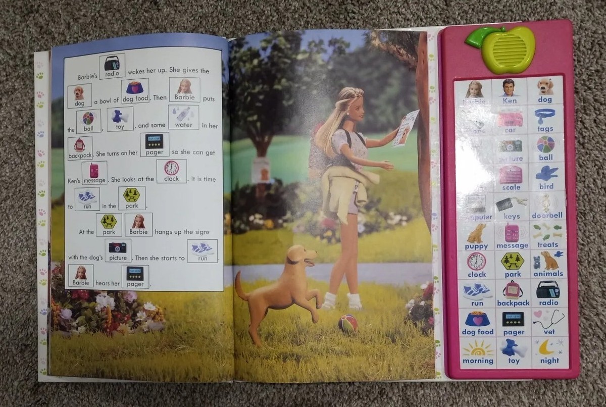 RARE 2000 Barbie A new puppy play-a- sound book, learn to read