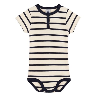Petit Bateau Baby Kurzarmbody gestreift aus Rippstrick 3-24 Monate