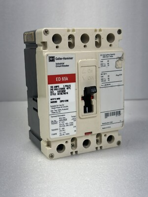 #ad Cutler Hammer ED3100W 65KA Circuit Breaker 100A 240V 3P 3PH ED Used 100 AMP $200.00