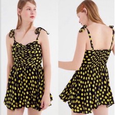 UO URBAN OUTFITTERS RONNIE RUCHED DOT ROMPER PLAYSUIT JUMPSUIT DRESS Sz S NWT