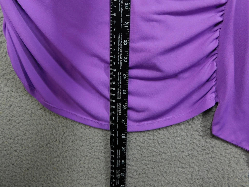 Blusa drapeada elástica púrpura manga acampanada talla XL de Marc Bouwer para mujer Foto 4 de 4