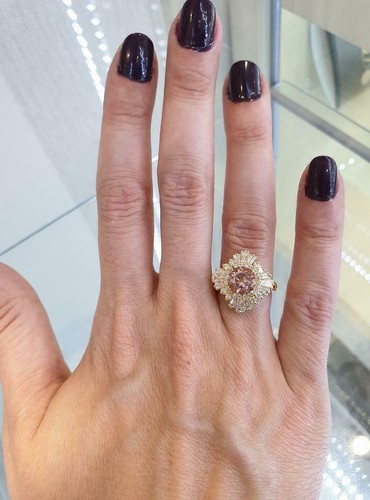 5Ct Lab-Created Morganite Engage Ring Ballerina Cocktail 9ct SOLID Yellow Gold - Picture 8 of 10