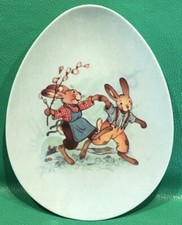 World Market Easter Vintage Look Bunny Bunnies Egg Shaped Melamine Plate