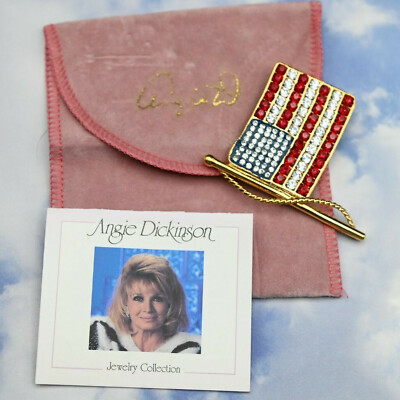 Angie Dickenson Collection By Kenneth J Lane USA Flag Pin Brooch Paperwork Pouch