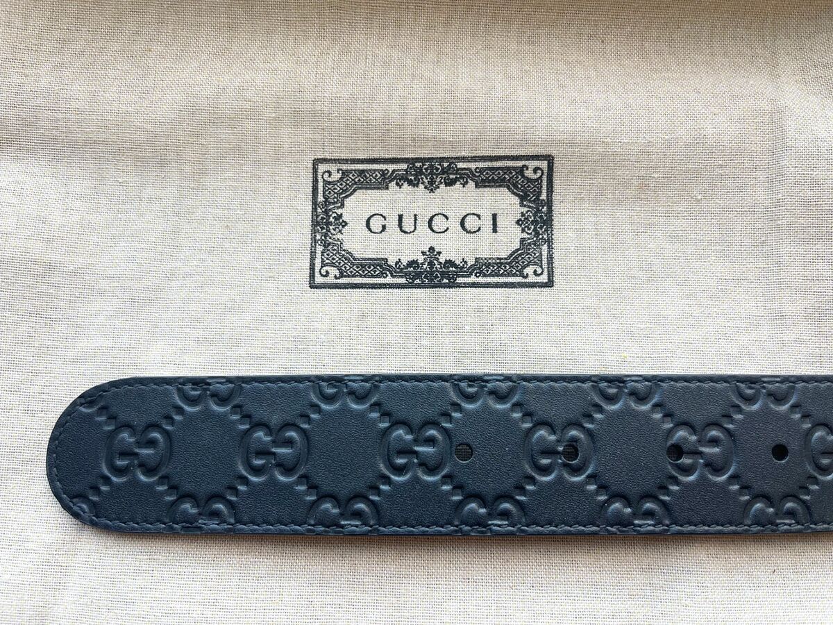 GUCCI Men's GG Logo Leather Belt Black/Brown Reversible Size GUCCI Men's GG Logo Leather Belt Black/Brown Reversible Size
