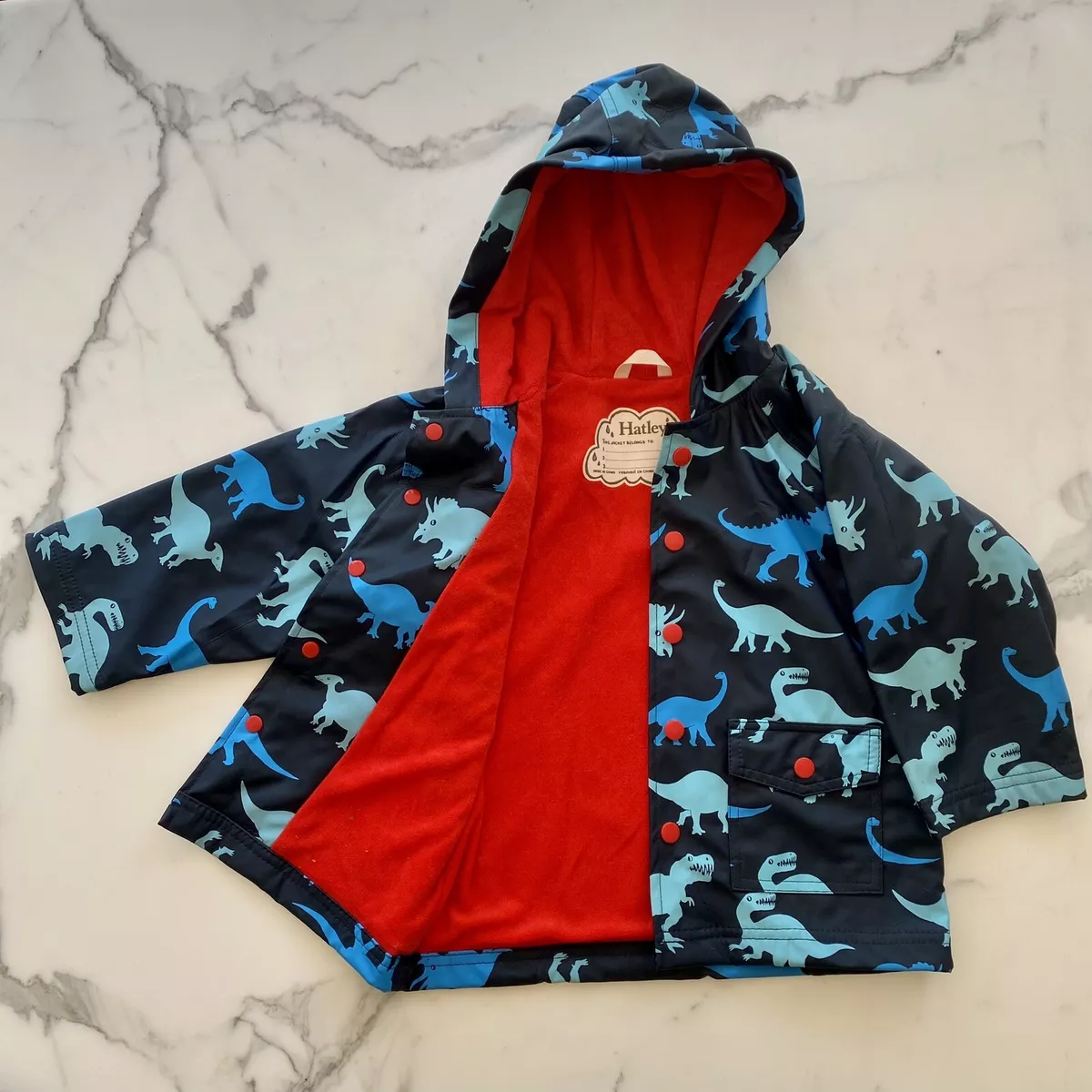 Hatley Size 3 Waterproof raincoat jacket dinosaurs Terry
