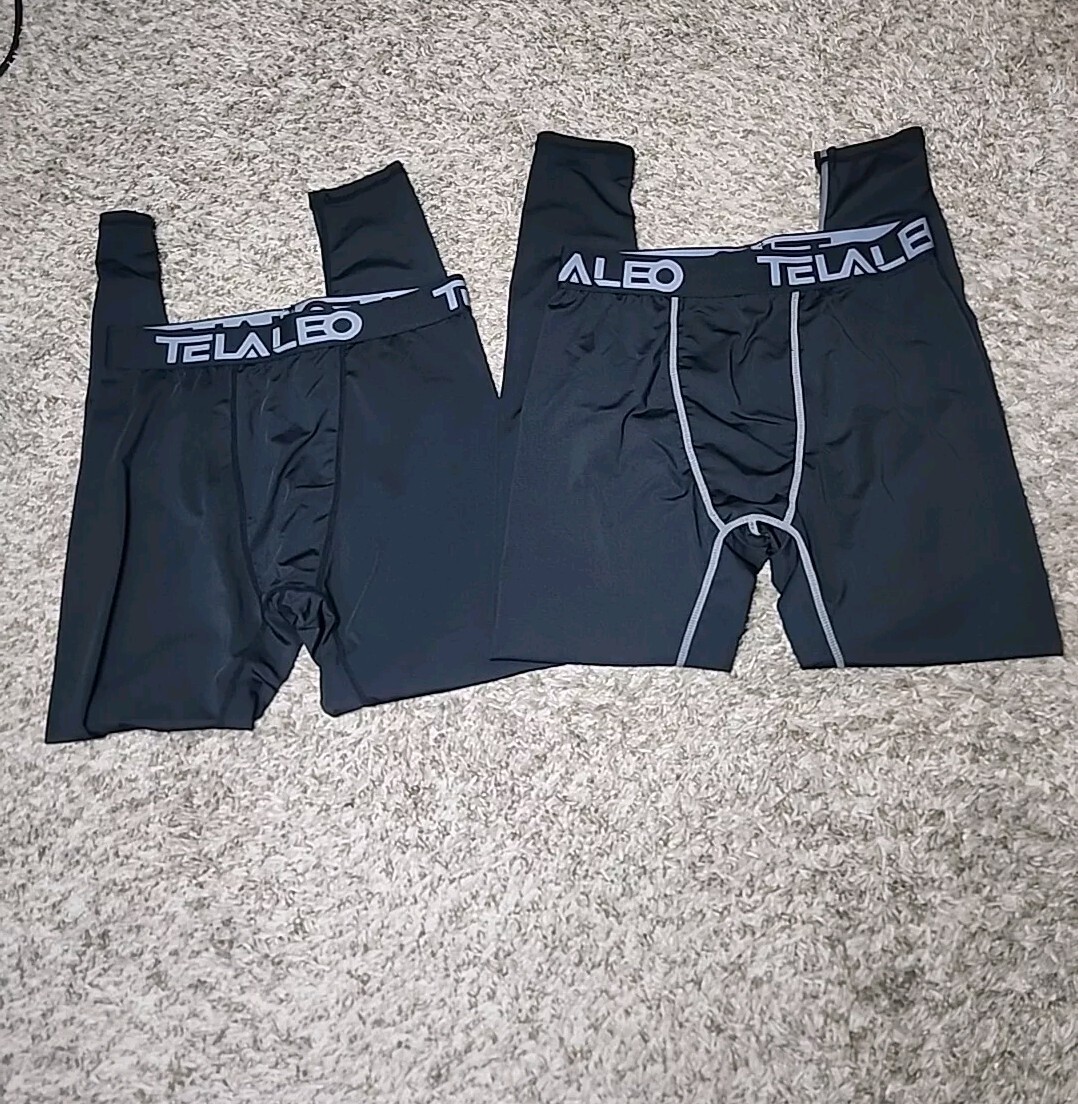 Lots Of 3 telaleo mens 2leggings M  black compression 1 Long Sleeves Shirt 