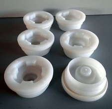  6 Pack Poly Plug Buttress Bung Cap 2" w 3/4" Knock Out for Plastic Barrels