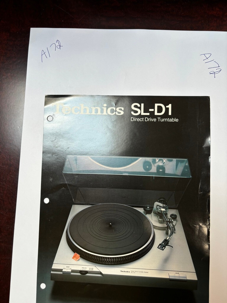Vintage TECHNICS SL-D1 SLD1 Spec Sheet Sales Brochure Catalog Ad *ORIGINAL*
