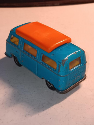 Matchbox Superfast MB 23 VW Camper Van BLUE ORANGE TOP VERY GOOD
