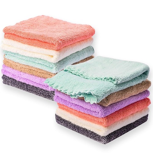 Kyapoo Baby Washcloths 12 Pack 12x12 Inches Microfiber Coral Fleece Extra Absorb - Picture 2 of 10