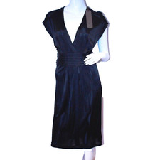 SEVENTY Black DRESS Waistband EVENING V-Neck ( 44 )