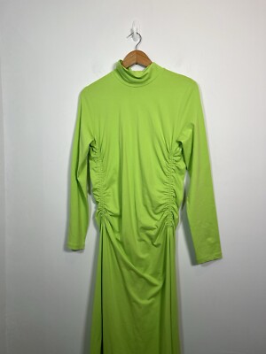 cos long green dress COS Pleated Knitted Maxi Dress Green – The Dress Nook main image 0