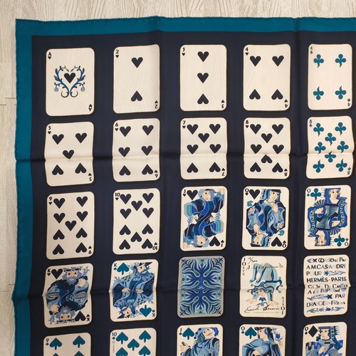 Unused w/box HERMES Carre 90 Jeu De Cartes playing cards Silk Scarf 90cm Rare - Picture 5 of 21