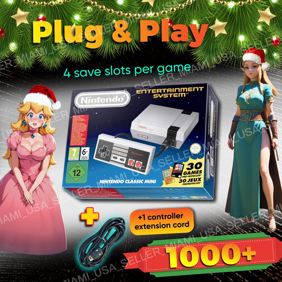 Nintendo NES Mini Classic Edition HDMI Console Games 1000 + Free Extension Cord - Image 2 of 4