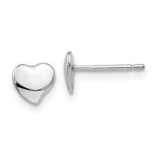 14k White Gold Polished Heart Post Earrings