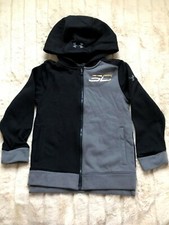 Under Armour Boys Black / Gray Cotton Blend Coldgear Full Zip Hoodie Size YSM