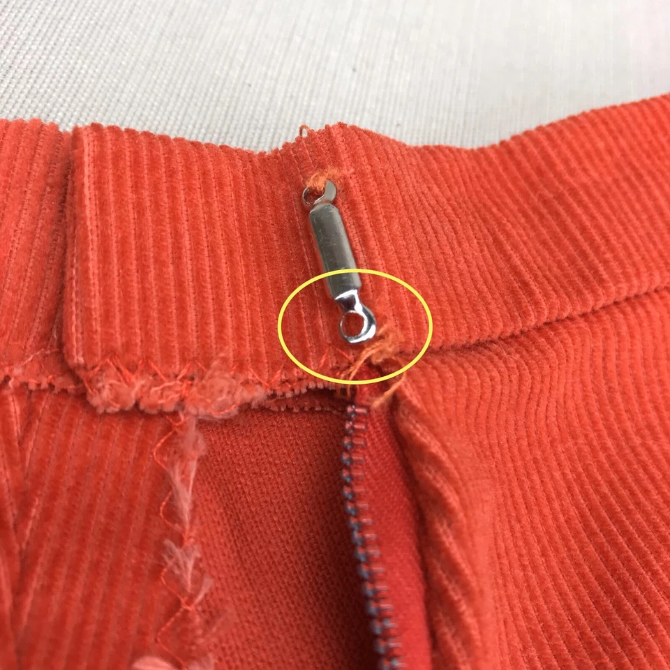 Falda caniche hecha a mano de pana roja vintage para niña cintura de 22" Foto 4 de 4