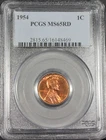 1954 P  LINCOLN CENT WHEAT PENNY PCGS MS65RD UNC MS 65 RD TONED #  16148469