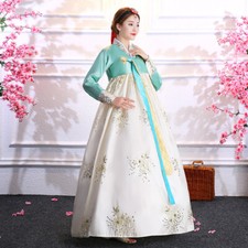 Korean Style Women Traditional Floral Dress Hanbok National Costumes Kimono S-XL