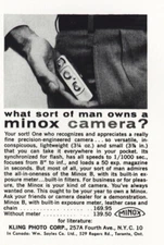 1959 Minox Camera: What Sort of Man Vintage Print Ad