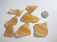 Sea Glass, Collection of Amber with a Wavy Pattern
