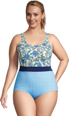 NWT Lands' Womens Scoop Neck Soft Cup Tugless One Piece 18 DDD Cup $90 6D509
