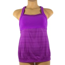 Athleta Crunch Punch Tank Top Crisscross Back Shelf Bra Purple Womens Medium M