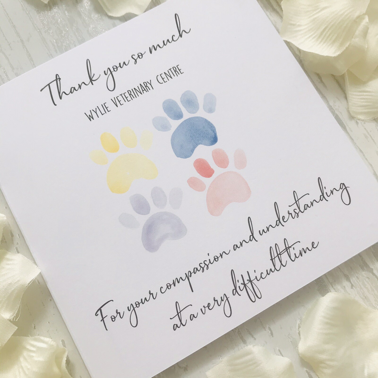Personalised Veterinary Thank You Card Vet Understanding Loss of Pet