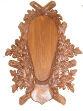 Wooden Base Shield Trophy Wood Carving Mounting Plaque For Fallow Deer Skull -S