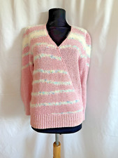 Vintage 1980s Pink Sweater W/ Angora Trim - Size Small